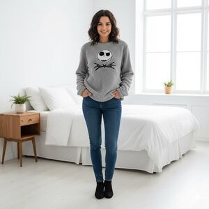 Disney The Night Before Christmas Jack Skellington Fleece Sweater Size M Spooky